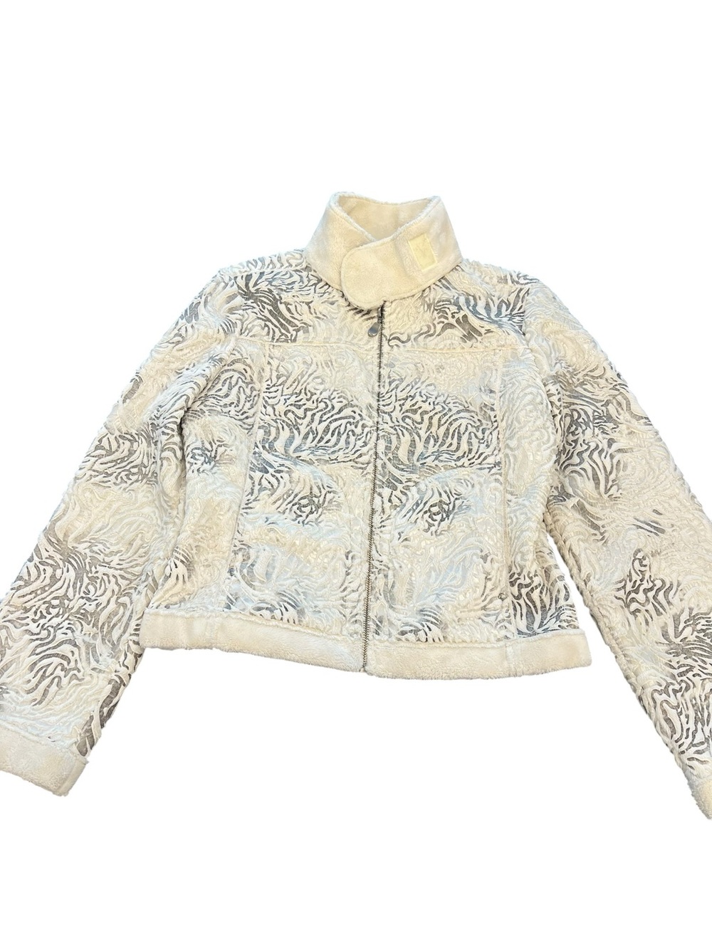 Bebe Y2K Vintage White Silver Metallic Jacket M Size (01)